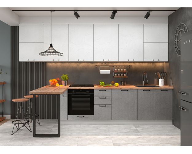Лофт ПГПМ 600 Шкаф верхний Blum Aventos (Штукатурка серая/корпус Серый)